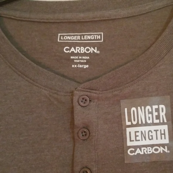 Carbon Mens Green Long Sleeve Long Length Henley Shirt XXL NWT NEW - Picture 3 of 3